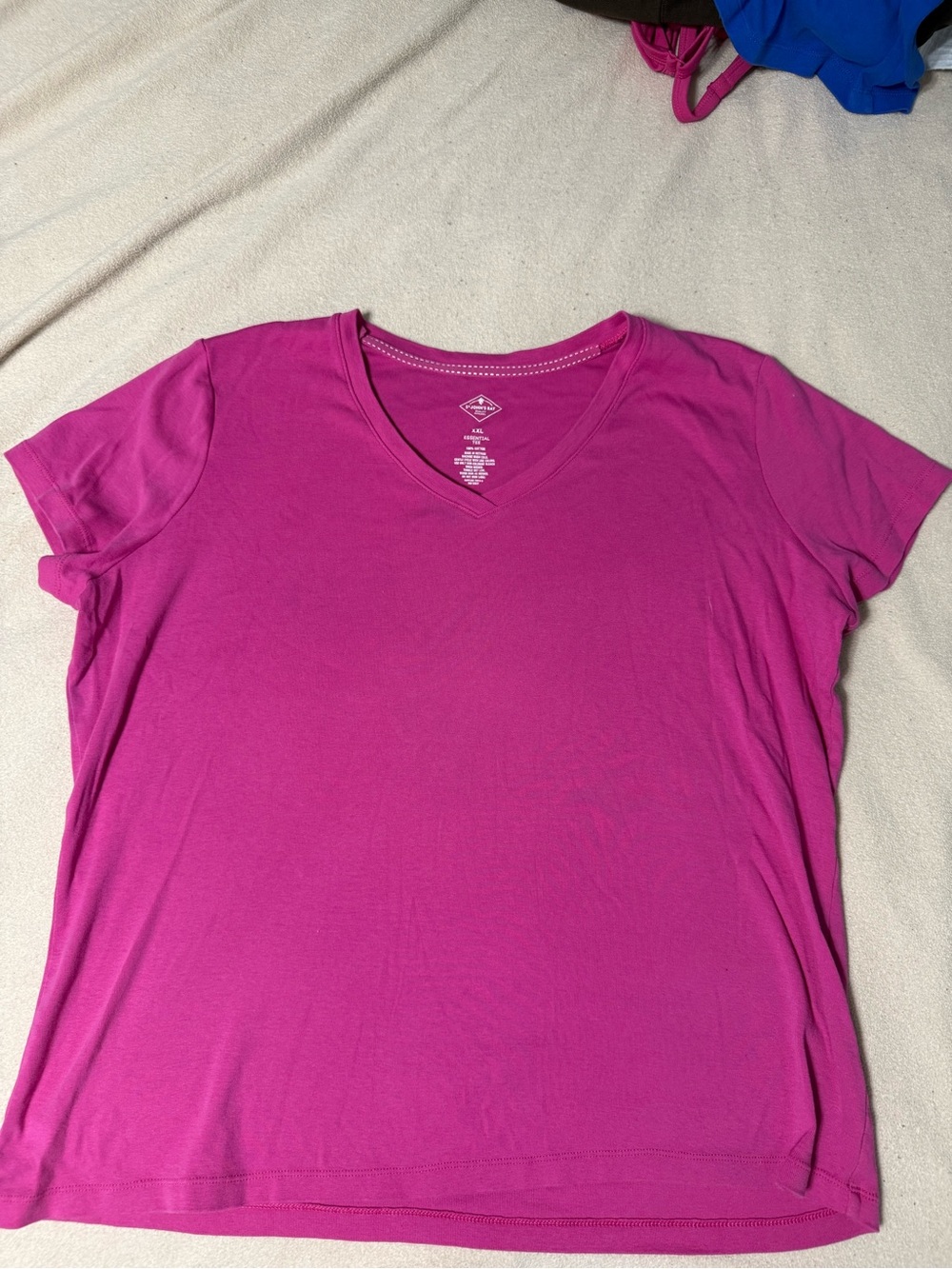 St. John's Bay Short-Sleeve V-Neck Tee in Bright Magenta